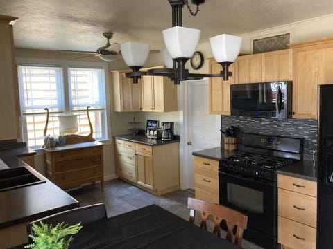 This is the newly remodeled kitchen with updated appliances.