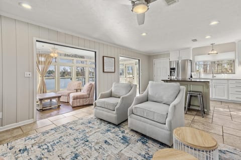 Living room looking into the sunroom