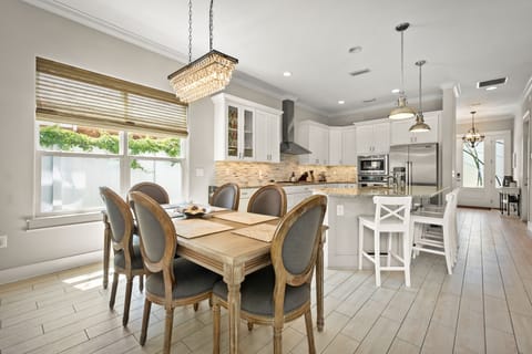 Dining table seats 6. There are 2 high chairs available in the house.