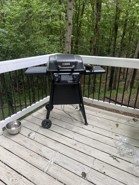 Propane grill on deck 