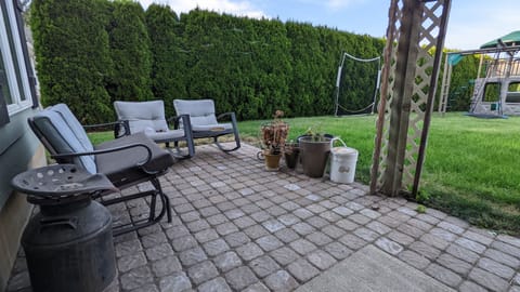 Back patio where you can sit and relax on a summer/fall evening.