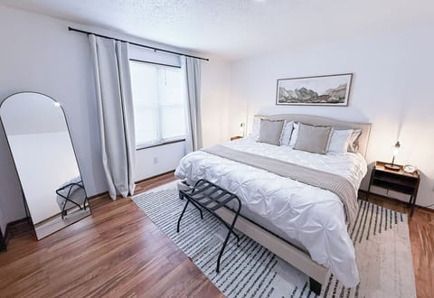 The Master Bedroom features a King Bed with Ultra Plush Bedding 