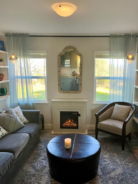 Living room with lovely exterior views.