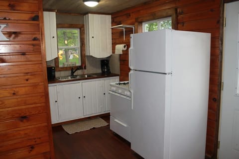 Kitchen - small but well-equipped. All windows have lake views.