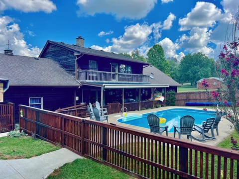 Stone and Cedar Lodge with pool