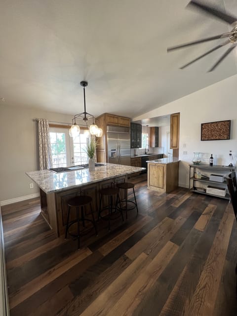 Large kitchen island for food prep or hanging out with friends
