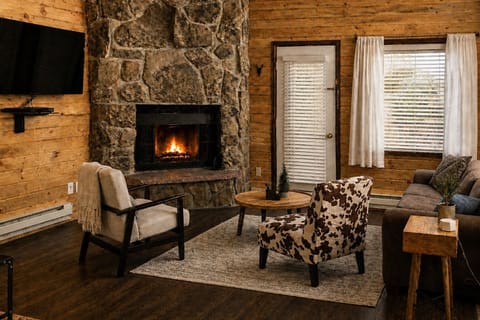 50 inch TV with cable and streaming, electric fireplace