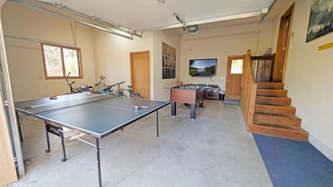 Games, Bikes, and TV in the garage