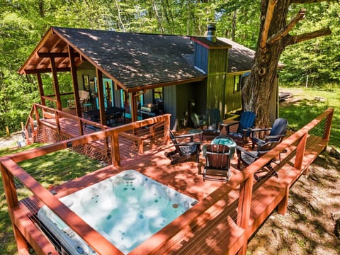 Wood Burning Fire Pit and Hot Tub on expansive deck-all of the outdoor leisures!