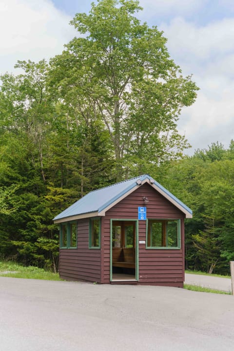Snowshoe shuttle stop, one minute walk