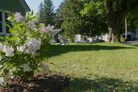 This corner lot is beautifully landscaped and designed to be a place to relax
