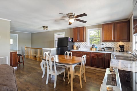 Full Kitchen -electric stove. toaster oven, blender, coffee maker, microwave