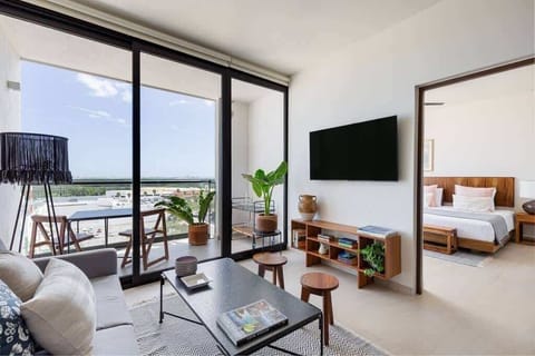 Living room with terrace. Bedroom.