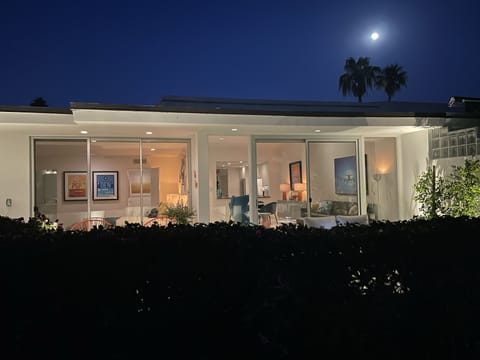 Night view of back patio.