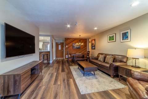 Living room with upgraded luxury vinyl flooring.