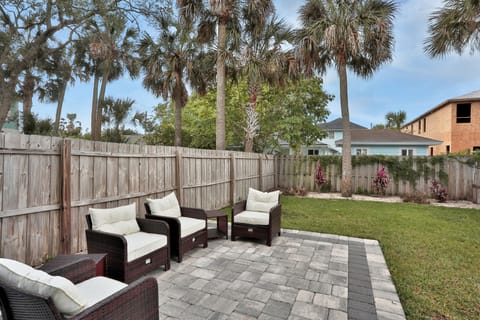 Back patio with outdoor furniture