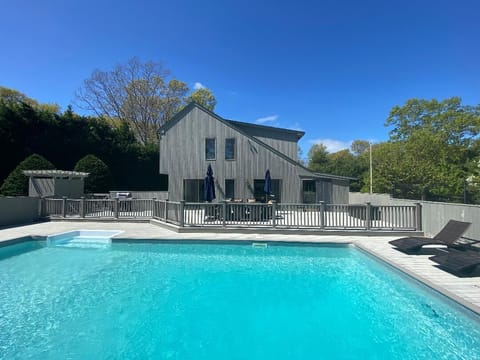 Pool and Deck with 10 person dining table, outdoor shower, BBQ