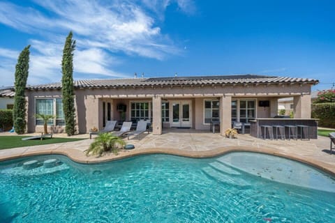 mega saltwter pool with sun shelf.