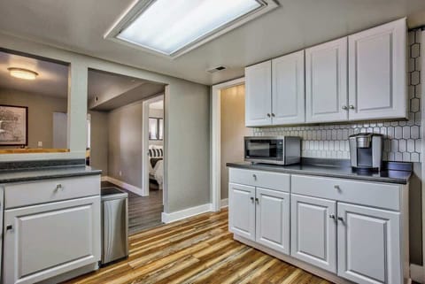 We have a complete kitchenware. We also have a refrigerator, microwave, stove, coffee maker, and many other items and appliances!