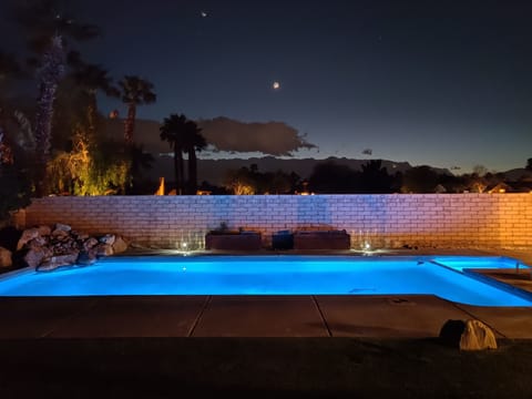 Pool and spa at night time