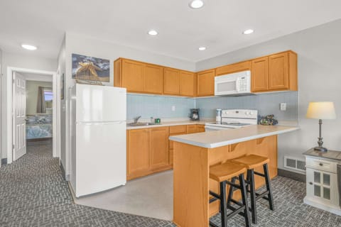 The kitchen comes fully equipped with essentials 