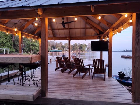 Relax on the adirondacks, each with a footrest/ottoman