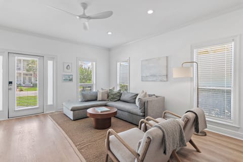 Bright open-concept living room.