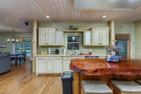 We have a large kitchen off of the living room.