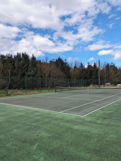 Shared tennis court.