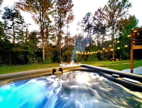 Hot tub overlooking firepit