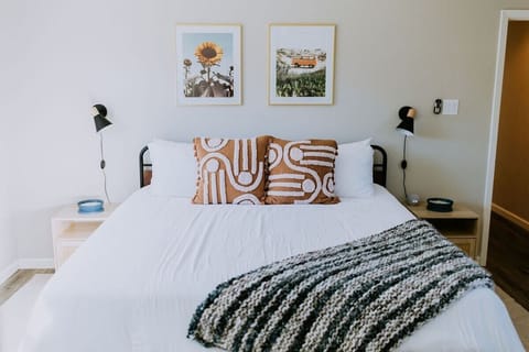 Primary bedroom with king bed, walk-in closet, and en-suite bathroom
