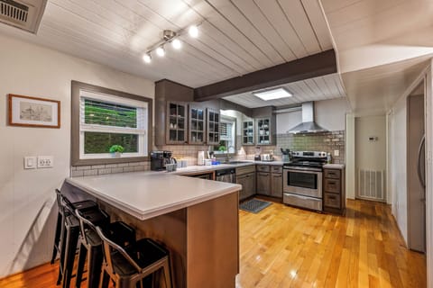 Bar seating has 4 stools