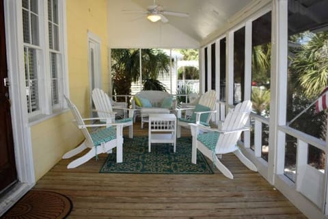 seating area on screened porch