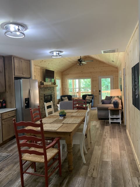 View from backdoor- kitchen into living room
