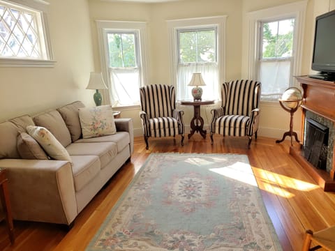 Beautiful Living Room with Bay Windows,  