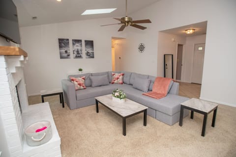 Spacious floor plan. This couch converts into a bed. 