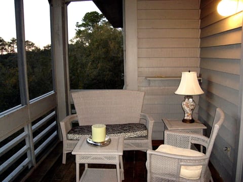Screened porch off living room. 