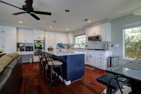 Open floor plan of the newly renovated kitchen.