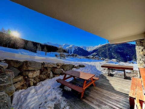 Side terrace view views to the piste