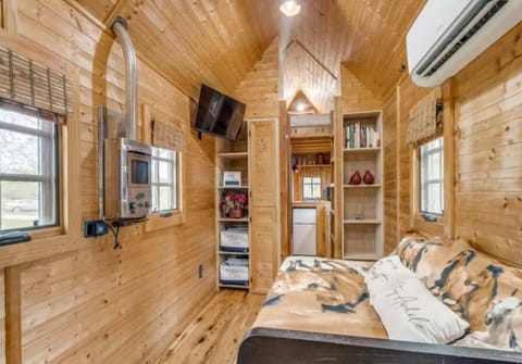 Cozy, warm tones, inviting with Smart TV and WiFi.
