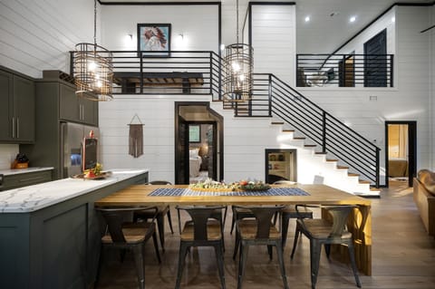 Table seating for 8 and plenty of space to see what's going on around the cabin