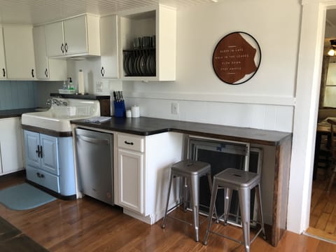 Kitchen with small seating area