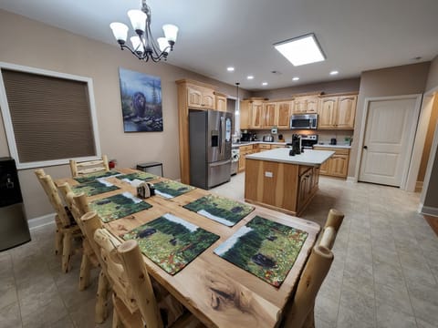 Large dining room and kitchen space