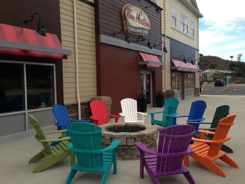 Come enjoy your coffee right outside at our fire pit! 