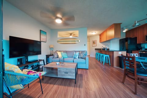 Living room and kitchen area