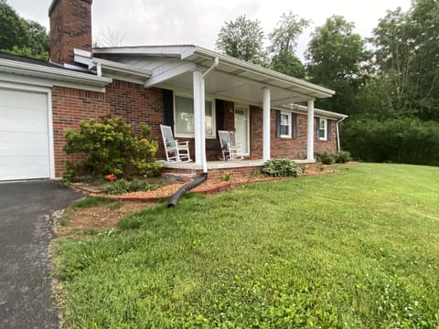Front porch overlooking large front yard