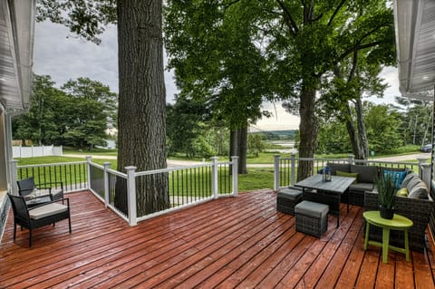 Large deck on the front of the house is the perfect spot to look at the lake!