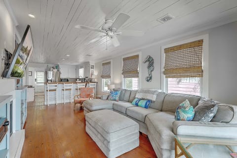 Main level living room with ocean views