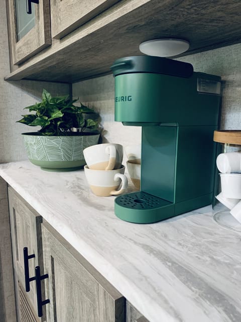 Keurig coffee maker. A few pods are included to get you started. 