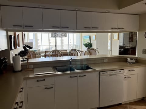 View of lanai from the well-stocked kitchen.